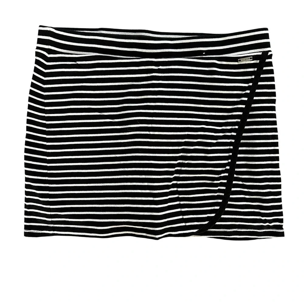 Jones New York Signature Skort Womens M Black White Stripe Cotton‎ Skirt Shorts
